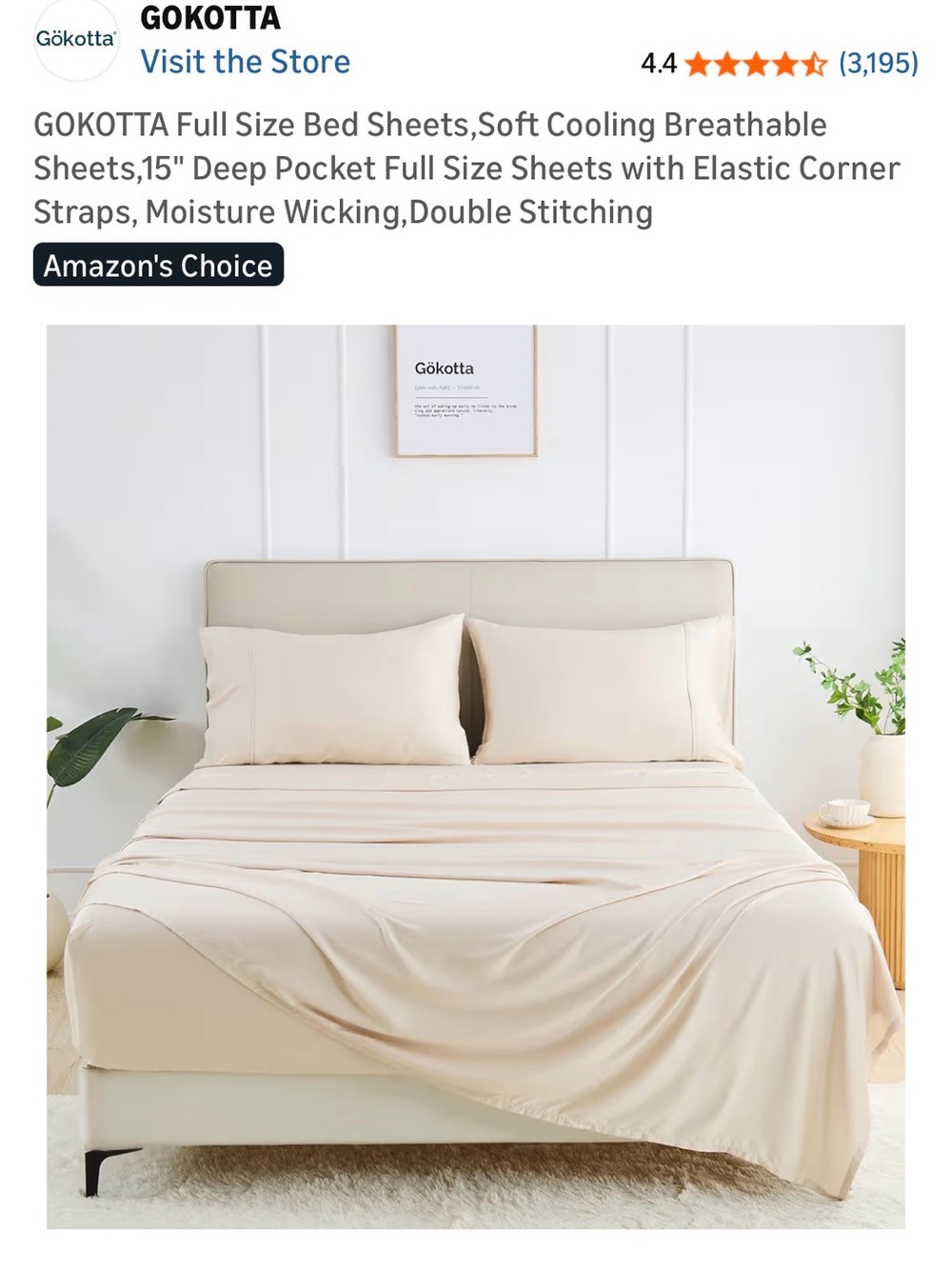 BRAND NEW NRFP Cream Full Size Bed Sheet Set – Soft, Cooling Bamboo